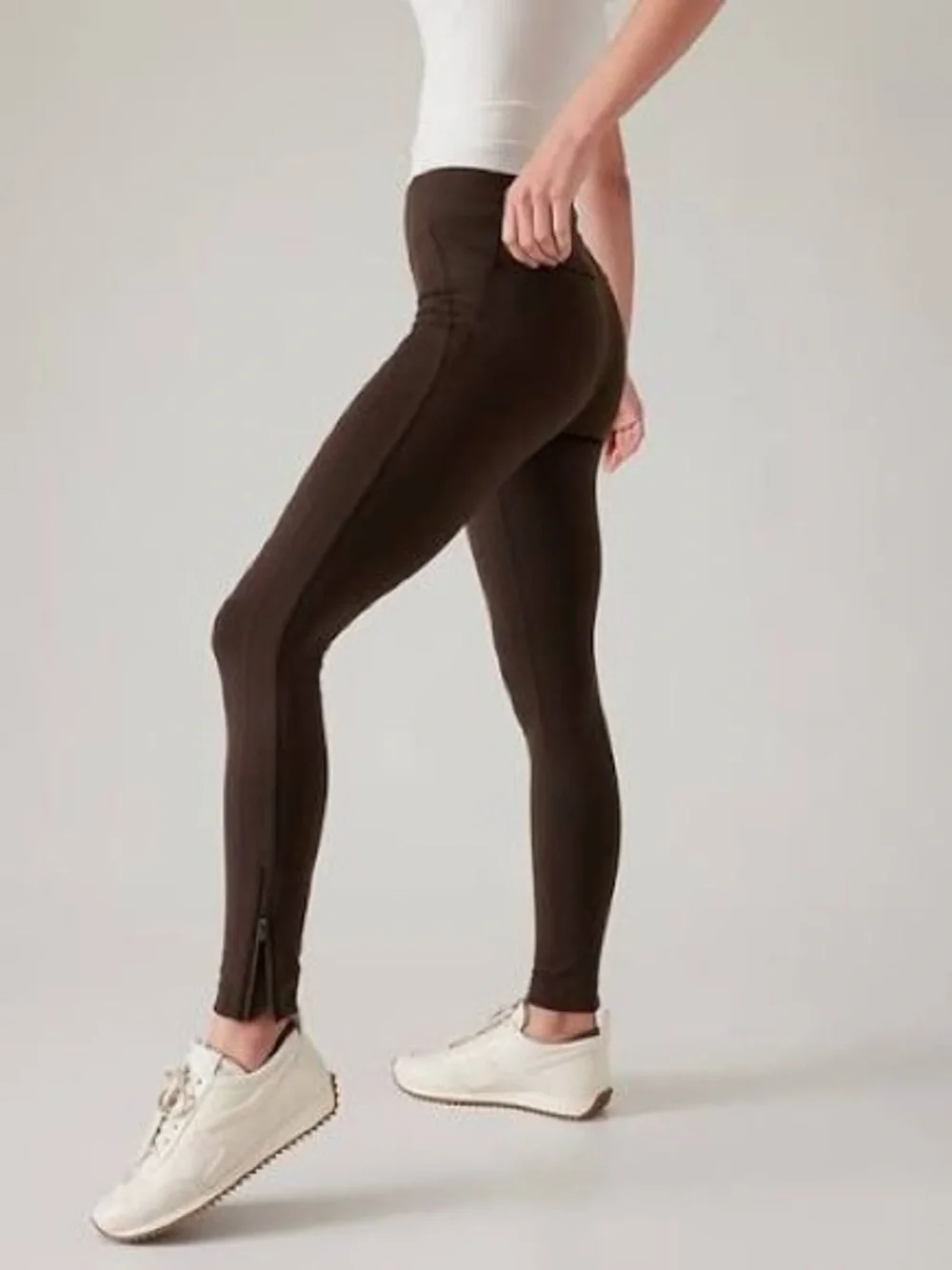Athleta Delancey Skyline Tight Brown Ankle Zip Leggings XS brown
